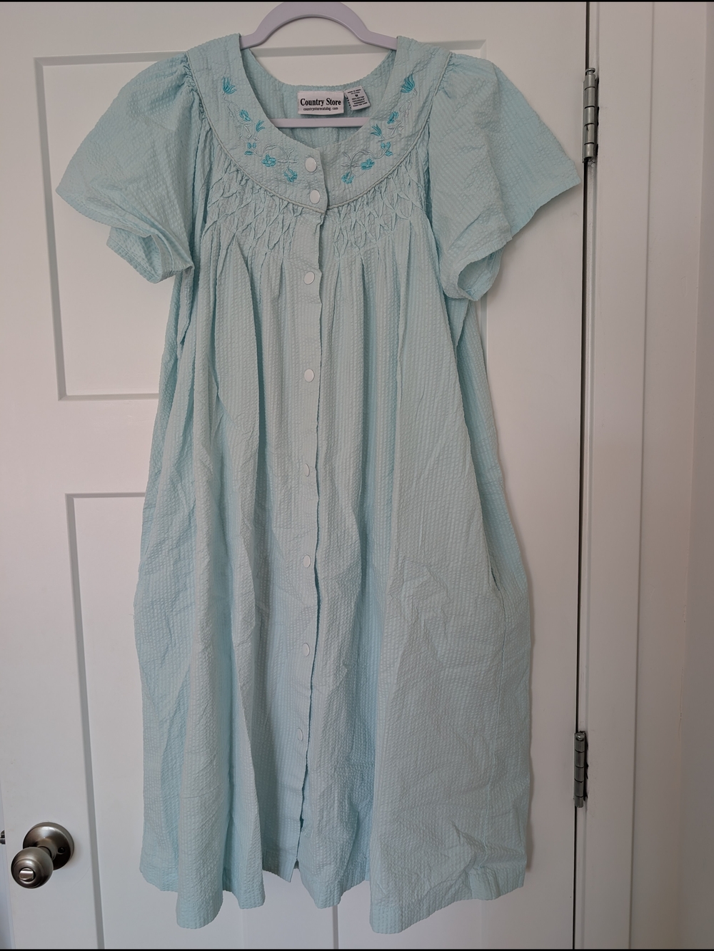 Vintage Light Blue Button-Front Nightgown Size Medium
